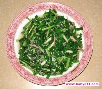 野韭菜炒肉絲